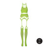 Ouch! Glow Ensemble Bustier Dos nu et Porte-Jarretelles 2 Pièces Vert Fluo